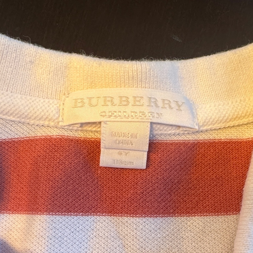Burberry Kids Polo - Red and White Stripes - Picture 2 of 4